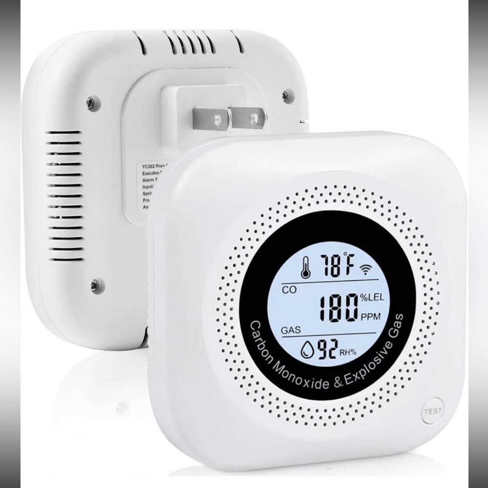Plug-in Carbon Monoxide & Natural Gas Leak Detector, 4-in-1 CO